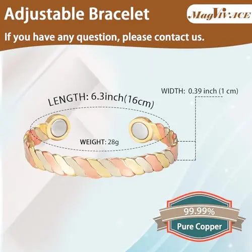MagVIVACE Women Copper Magnetic Bracelet for Arthritis, Pure Copper Jewelry, Lymph Detox Bracelets MagVIVACE Au supplements