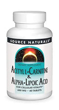 Source Naturals Acetyl L-Carnitine & Alpha-Lipoic Acid 650mg - 60 Tablets Source Naturals Au supplements