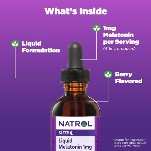 Natrol Liquid Melatonin 1mg, Berry-Flavored Dietary Supplement for Restful Sleep, 2 Fl Oz Natrol Au supplements