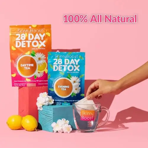 SkinnyBoost 28 Day Detox Tea Kit-1 Daytime (28 Bags) 1 Evening (14 Bags) Non GMO SkinnyBoost Au supplements