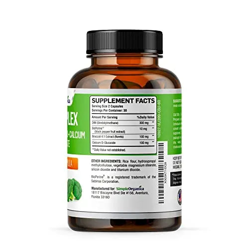 Simple Organica DIM Supplement for Women and Men 300mg with BioPerine, Broccoli Simple Organica Au supplements