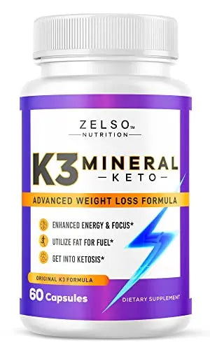 Zelso K3 Mineral Capsules - 60 Count, Advanced Ketogenic Weight Loss and Energy Support Formula ZELSO Au supplements
