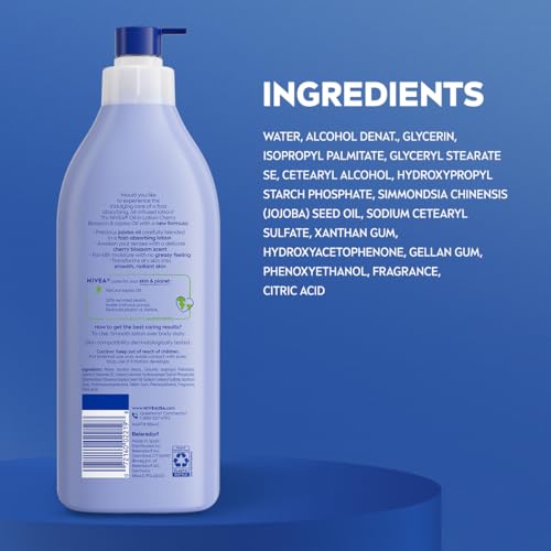 NIVEA Oil Infused Cherry Blossom and Jojoba Oil Body Lotion for Women, Fast-Absorbing and Non-Greasy Cherry Blossom Scented