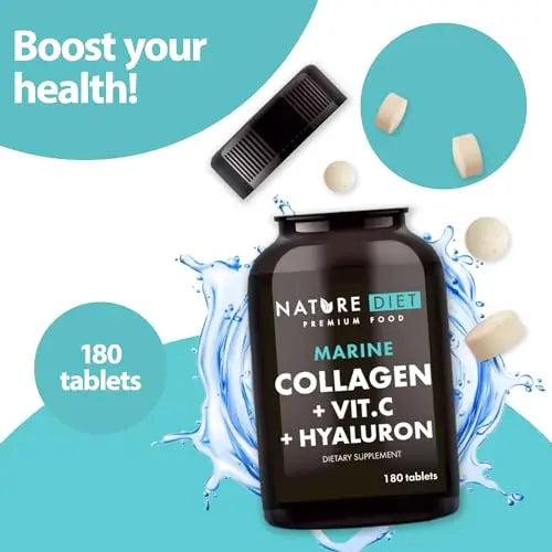 Nature Diet - Marine Collagen with Hyaluronic Acid and Vitamin C, 180 tablets, 500 mg , Peptan F , Fish Collagen Nature Diet Au supplements