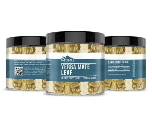 Earthborn Elements Yerba Mate Leaf 200 Capsules, Pure & Undiluted, No Additives Earthborn Elements Au supplements