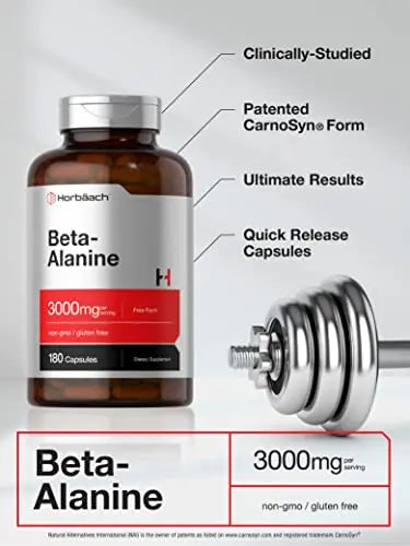 Beta Alanine Capsules | 3000mg | 180 Count | Non-GMO, Gluten Free Supplement Horbäach Au supplements
