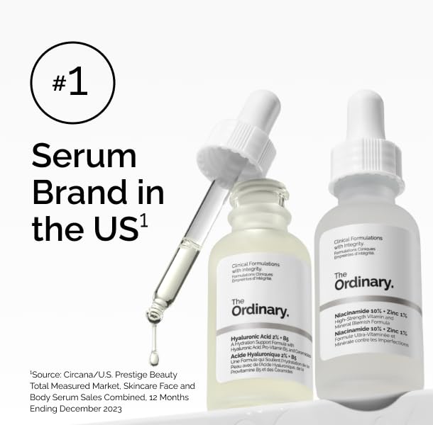 The Ordinary Lactic Acid 5% + Hyaluronic Acid 2%, Gentle Exfoliating Serum for Smoother Skin, 1 Fl Oz