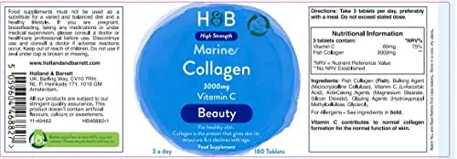 Holland & Barrett Marine Collagen with Vitamin C 3000mg 180 Tablets Holland & Barrett Au supplements