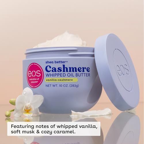 eos Cashmere Whipped Oil Body Butter, Vanilla Cashmere, 72 Hour Weightless Moisture