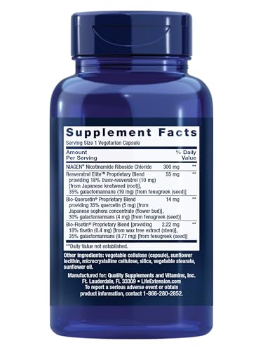 Life Extension NAD+ Cell Regenerator™ and Resveratrol Elite™*, nicotinamide riboside, Trans-resveratrol, quercetin, Fisetin, Heart Health, Healthy Aging, Vegetarian, Non-GMO, Gluten Free, 30 Capsules Life Extension Au supplements