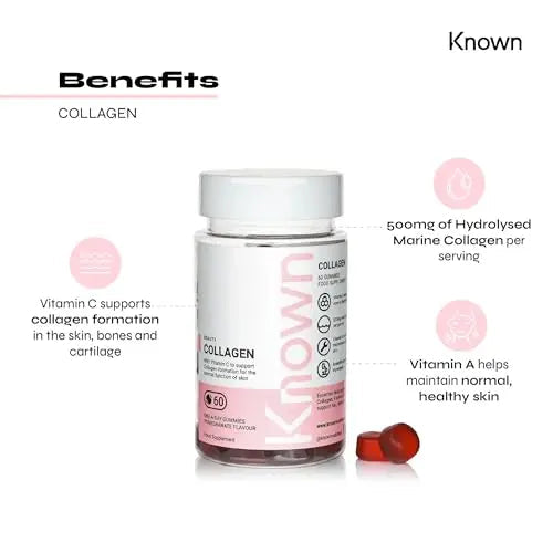 Marine Collagen Gummies by Known Nutrition with Vitamin C | 60 One-a-Day 500mg Hydrolysed Marine Collagen Gummies Known Au supplements