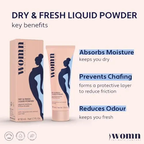 womn Intimate Comfort DRY & FRESH LIQUID POWDER – talc-free liquid body powder against moisture womn Au supplements