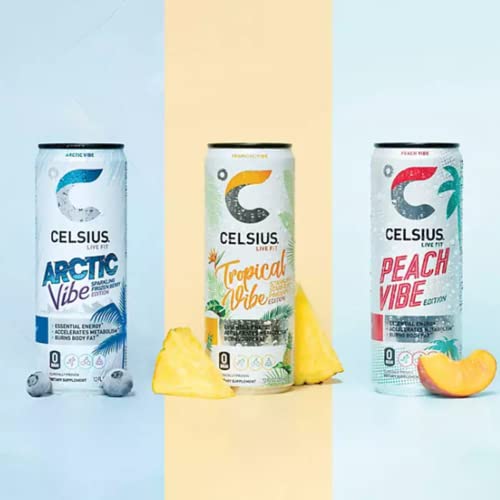 CELSIUS Energy Drink |Functional Essential Energy Drink Peach Vibe, Tropical and Arctic BETRULIGHTBuy Supplements Australia