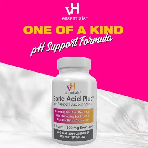 vH essentials Boric Acid Plus Vaginal Suppositories, Prebiotic Infused with Soothing Aloe Vera, pH vH essentials Au supplements