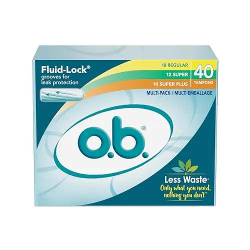 o.b. Tampons Multipack | Non-Applicator Tampon, Unscented | Regular/Super/Super Plus Tampons, 40ct o.b. Au supplements