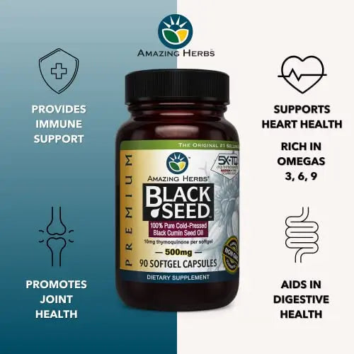 Amazing Herbs Premium Black Seed Oil Capsules - Cold Pressed Nigella Sativa Aids Amazing Herbs Au supplements