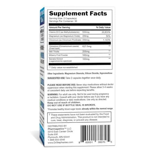 Blood Sugar 24 Hour - 7 in 1 Formula with Cinnamon, Banaba, Chromium, Milk Thistle Pharmaganics Au supplements