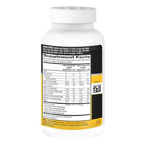 Airborne Vitamin C 1000mg (per Serving) - Citrus Chewable Tablets (116 Count in a Bottle), Gluten-Free Immune Support Supplement, with Vitamins A C E, Zinc, Selenium