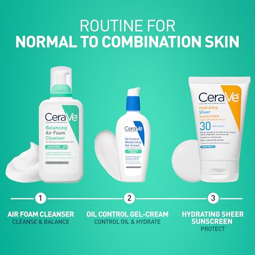 CeraVe Balancing Air Foam Face Wash, Foaming Facial Cleanser For Combination Skin, 8HR Oil Control + 24HR Hydration