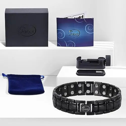 JEROOT Magnetic Bracelets for Men, Pure Titanium Double Row Strong Magnets JEROOT Au supplements