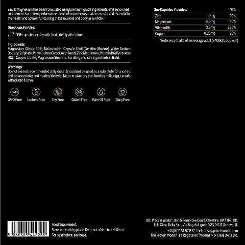 Protein Works - Zinc & Magnesium Supplement Tablets |Added Vitamin B6 | Combats Tiredness & Fatigue Protein Works Au supplements