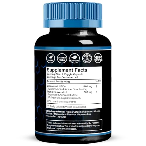 Wellness LABSRX Liposomal NAD Supplement, 1500mg - USA Made, NAD Resveratrol Supplement for Women and Men, NAD+ Support Cellular Health