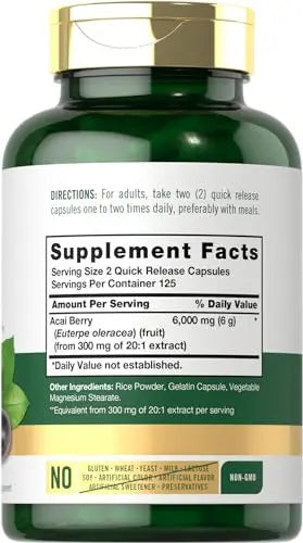 Carlyle Acai Berry Capsules 6000mg | 250 Count | Non-GMO & Gluten Free Acai Berry Carlyle Au supplements