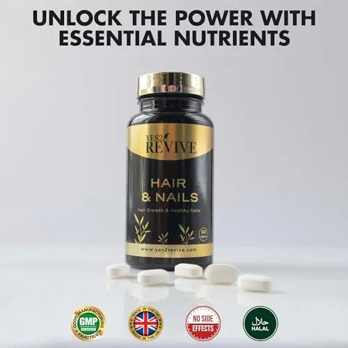 YES2 REVIVE Hair Nails Growth - Includes Marine Collagen, Ascorbic Acid, MSM & Vitamin C for Men and Women Skin, Longer, Strength, Thicker YES2 REVIVE Au supplements