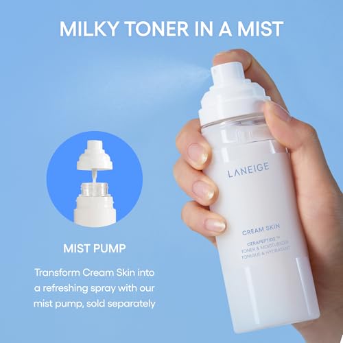 LANEIGE Cream Skin Toner & Moisturizer Mini: Lightweight Refillable Korean Milky Toner with Ceramide
