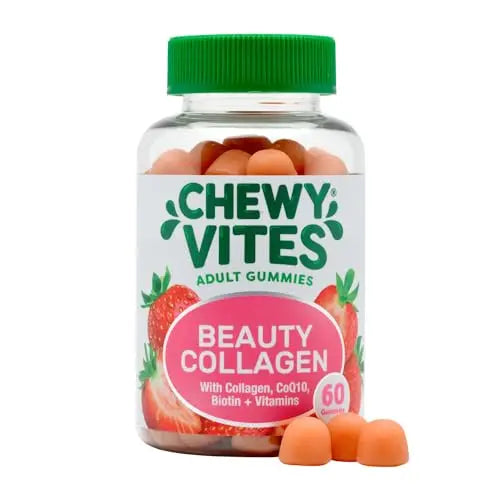 Chewy Vites Beauty Collagen 60 Gummy Vitamins |Hydrolised Collagen, CoQ10, Biotin + Vitamins | 1 Month Supply | Real Fruit Juice | Berry Flavour | 2-a-Day | CHEWY VITES Au supplements