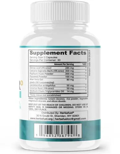 Herbafuel Colon Cleanse - Supports Detox, Gut Health, & Bloating Relief - Contains Herbs Herbafuel Au supplements