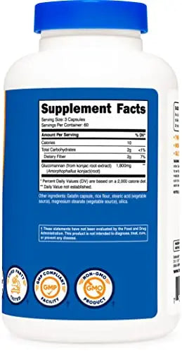 Nutricost Glucomannan 1,800mg Per Serving, 180 Capsules - Natural Fiber Source Nutricost Au supplements