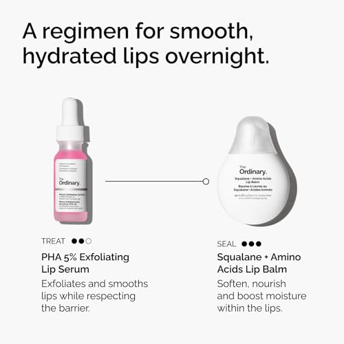 The Ordinary PHA 5% Exfoliating Lip Serum, Hydrating Overnight Lip Exfoliator Treatment, 0.5 Fl Oz