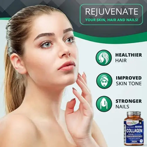 High Strength Marine Collagen 2400mg with Hyaluronic Acid 100mg, Biotin, Vitamin C, D3, B12 and Silica NUTRABYTES Au supplements