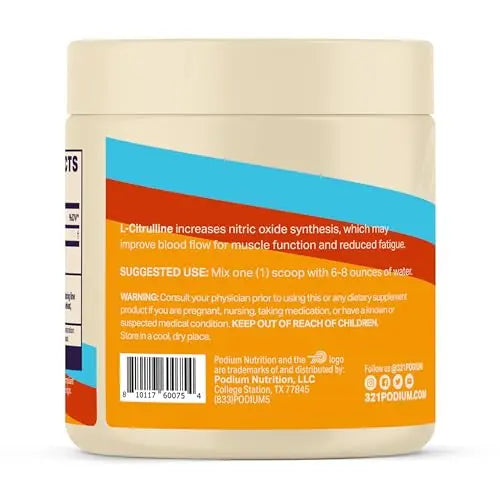 Podium Nutrition, Solos | L-Citrulline, 30 Servings, Unflavored, Boost Athletic Performance Podium Nutrition Au supplements