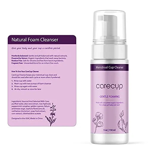 CareCup Menstrual Cup Cleaner - Unscented Foaming Sterilizer Wash for Silicone Period discs - Wipes Clean CareCup Au supplements