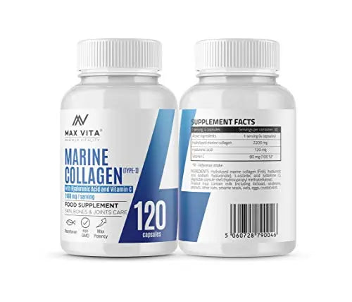 Marine Collagen Type 1 2400mg - 120 Capsules Supplement with Hyaluronic Acid and Vitamin C MAX VITA MAXIMUM VITALITY Au supplements