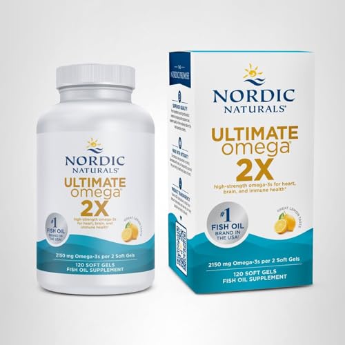 Nordic Naturals Ultimate Omega 2X, Lemon Flavor - 120 Soft Gels - 2150 mg Omega-3 - High-Potency Fish Oil with EPA & DHA - Promotes Brain & Heart Health