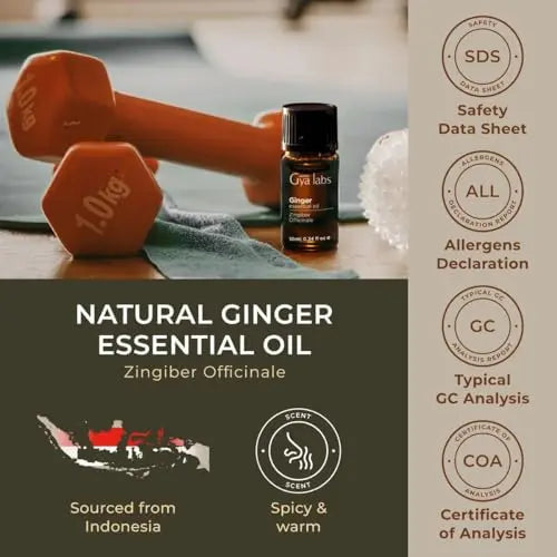 Gya Labs Ginger Oil for Comfort - Natural Ginger Essential Oil for Massage Oil - Ginger Oil Gya Labs Au supplements