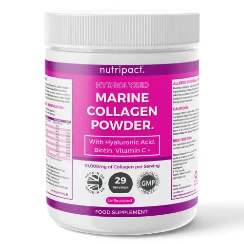 Hydrolysed Marine Collagen Peptides Powder with Hyaluronic Acid, Biotin, Vitamin C & B Vitamins – 10,000mg Collagen nutripact Au supplements