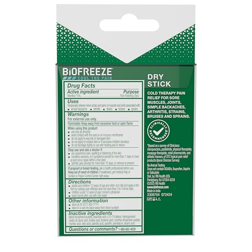Biofreeze Dry Stick, Mess-Free Relief for Neck, Shoulder, Knee, Hip, Hand & Joint, Cooling Menthol Pain Relief Stick, Up to 100 Uses Biofreeze Au supplements