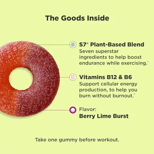 OLLY Pre-Game Energize Workout Gummy Rings, S7 Plant-Based Blend, B Vitamins, Berry OLLY Au supplements