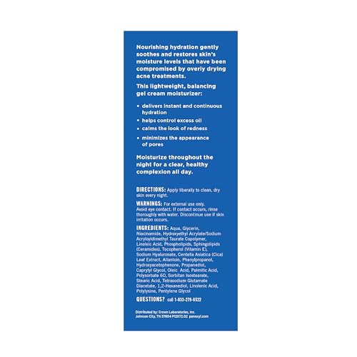 PanOxyl PM Balancing Repair Moisturizer with Niacinamide, Ceramides and Cica, Hydrating Face Moisturizer