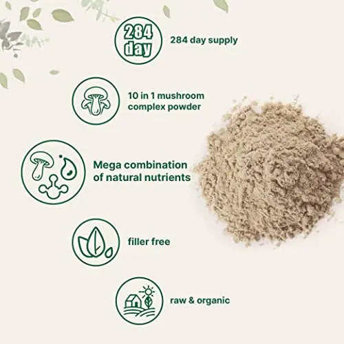 Sustainably US Grown, Organic Mega Mushroom 10 in 1 Complex Formula Powder Micro Ingredients Au supplements