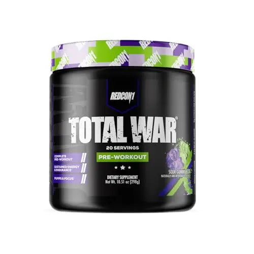 REDCON1 Total War Pre Workout Powder, Sour Gummy Bear - Fast Acting Caffeinated REDCON1 Au supplements