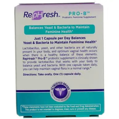 RepHresh Pro-B Vaginal Probiotic Feminine Supplement One Bottle 30 Count Rephresh Au supplements