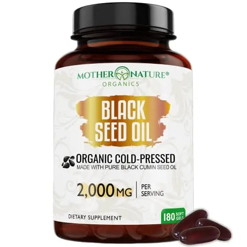 Organic Black Seed Oil Capsules - 3 Month Supply - 180 Count (2000mg Per Serving) Mother Nature Organics Superfoods for Organic Living Au supplements