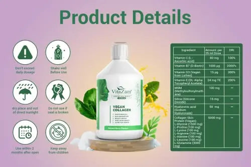 VitaZam Vegan Collagen Liquid 5000mg Hydrolyzed Collagen Peptides for Women VitaZam Au supplements