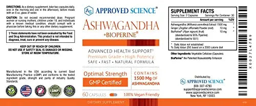 Approved Science® Ashwagandha 1500mg with Bioperine® and Ginger- Alleviate Sleepless Approved Science Au supplements