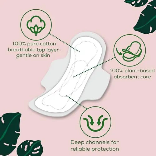 L. Pure Cotton Topsheet Pads for Women, Regular Absorbency, Ultra Thin Pads with Wings L. Au supplements